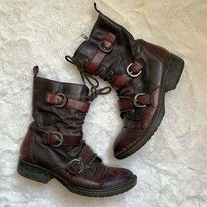 Born Moto Boots Women's sz 8 Brown Distressed